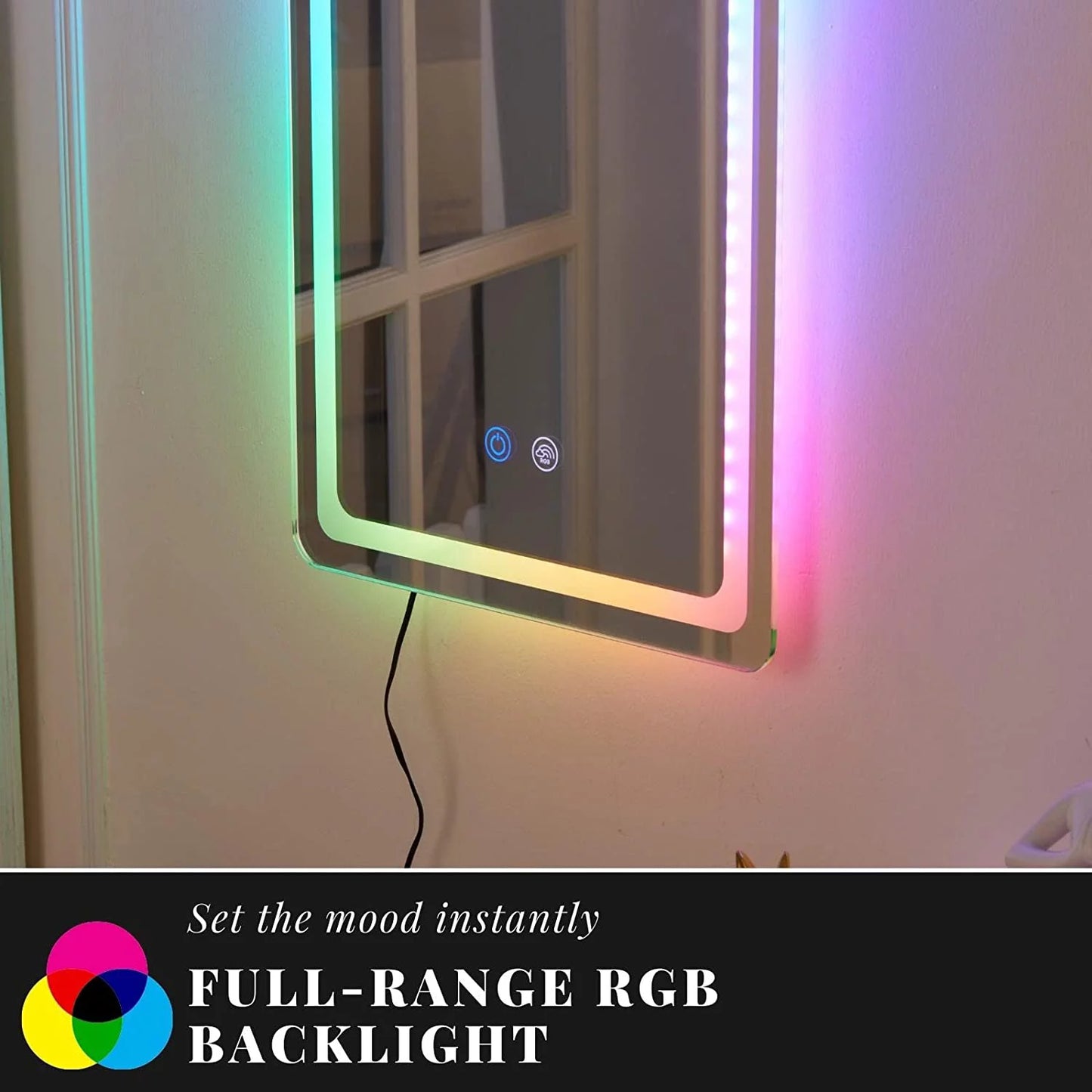 42"X14"Full Length Mirror with Lights RGB Color Changing Lighted Mirror Wall Mounted Full Body Mirror