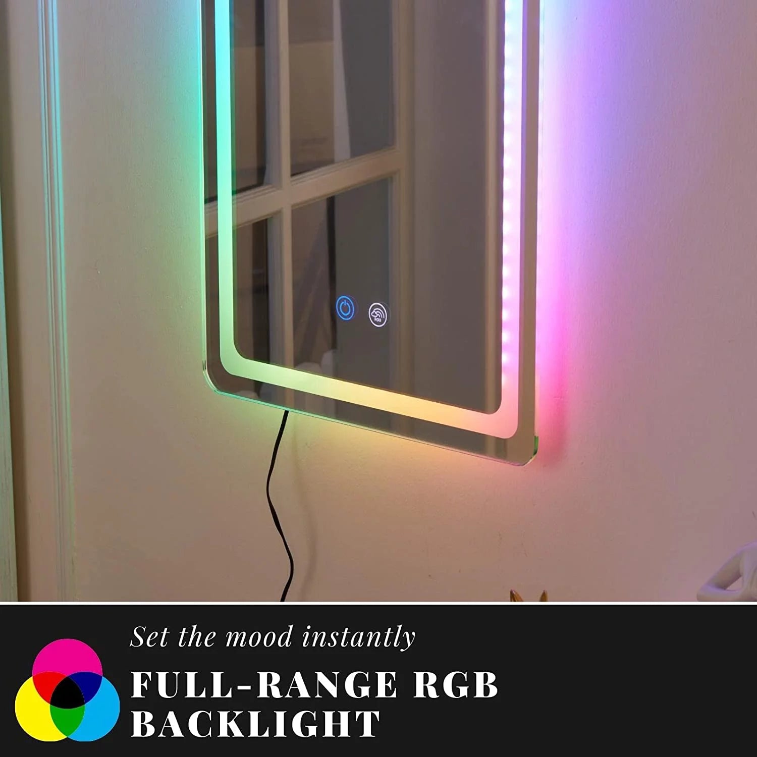 42"X14"Full Length Mirror with Lights RGB Color Changing Lighted Mirror Wall Mounted Full Body Mirror