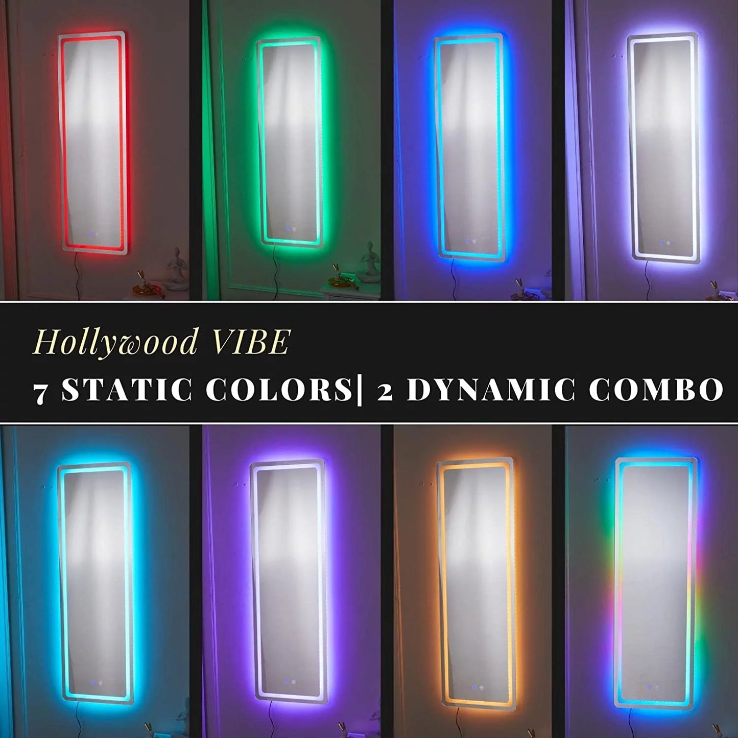 42"X14"Full Length Mirror with Lights RGB Color Changing Lighted Mirror Wall Mounted Full Body Mirror